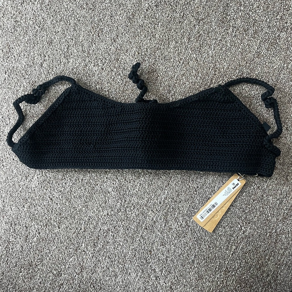 NWT Skims Crochet Scoop Micro Swim Bikini Top Black Onyx Size Medium - Picture 2 of 5